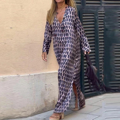Carolina | Vestido Elegante con Estampado Marrón