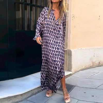 Carolina | Vestido Elegante con Estampado Marrón